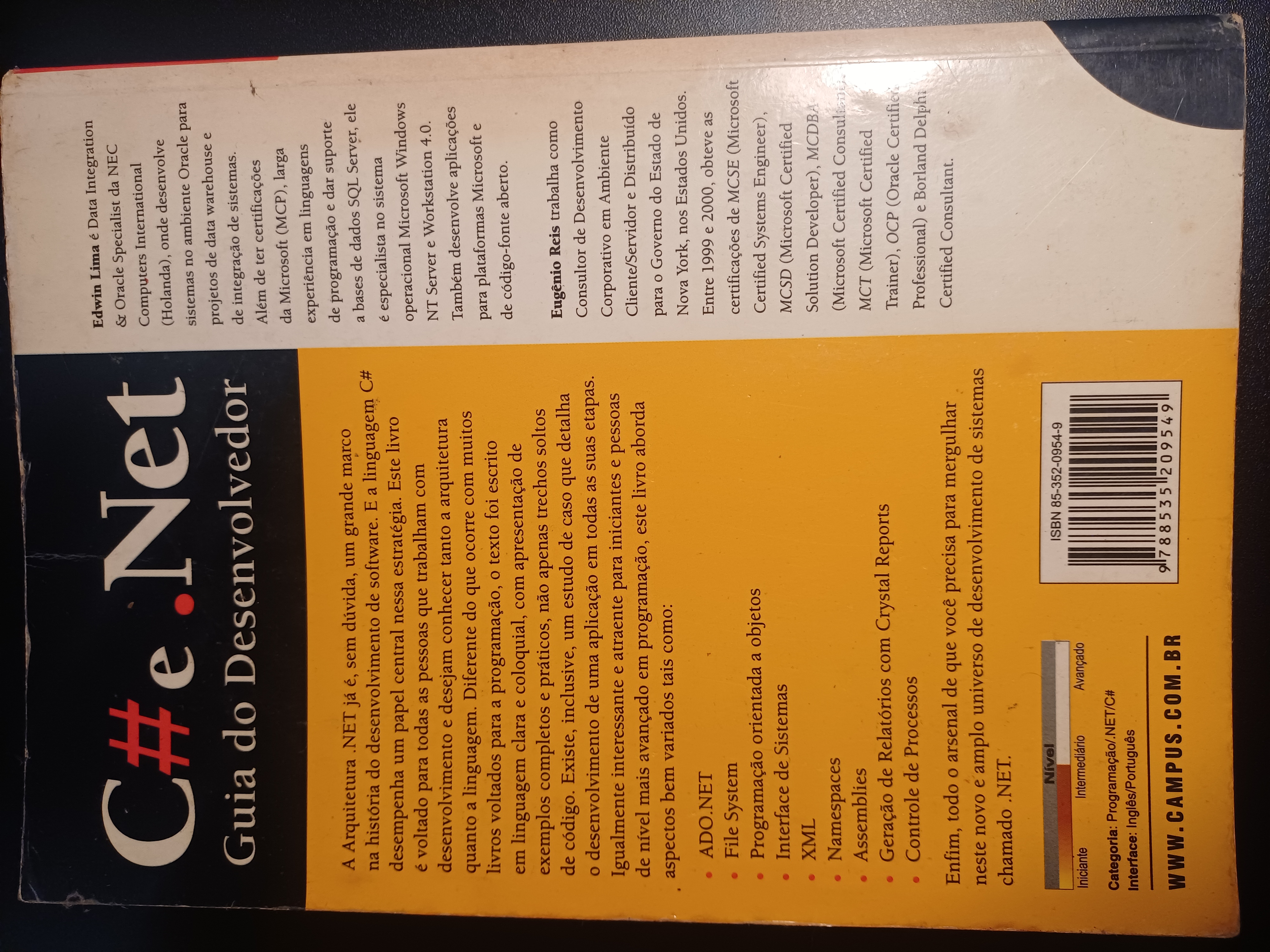 Capa traseira de C# e .NET guia do desenvolvedor